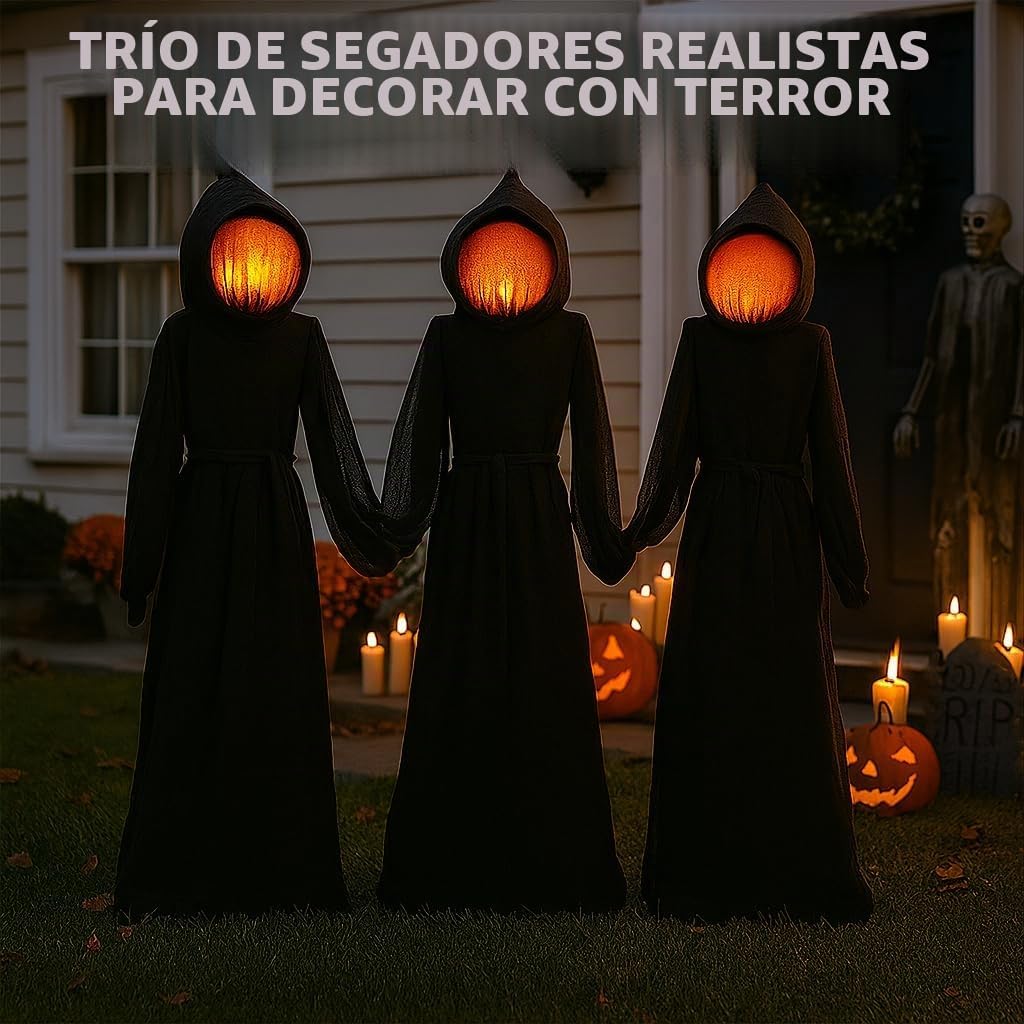 Evergreen Juego de 3 estacas LED negras de la Muerte para Halloween...