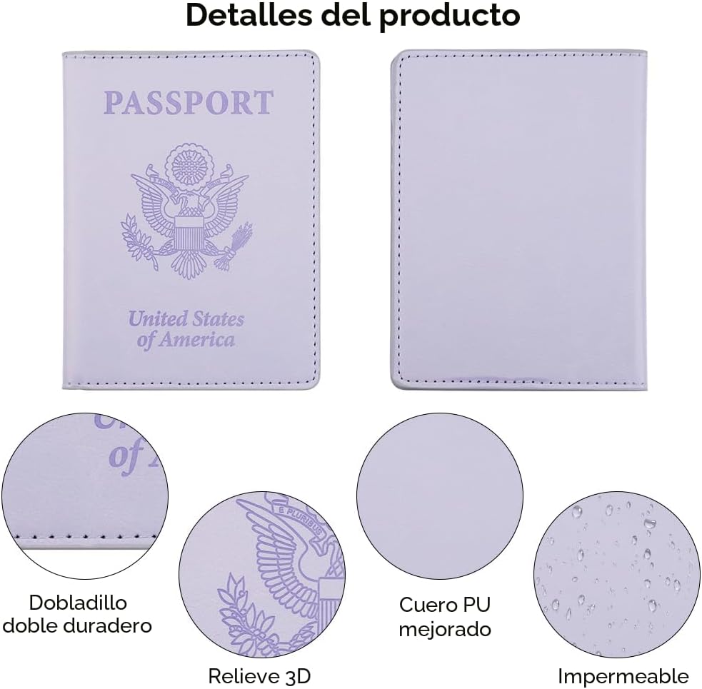 Funda de cuero para pasaporte - Cartera de pasaporte de viaje para...