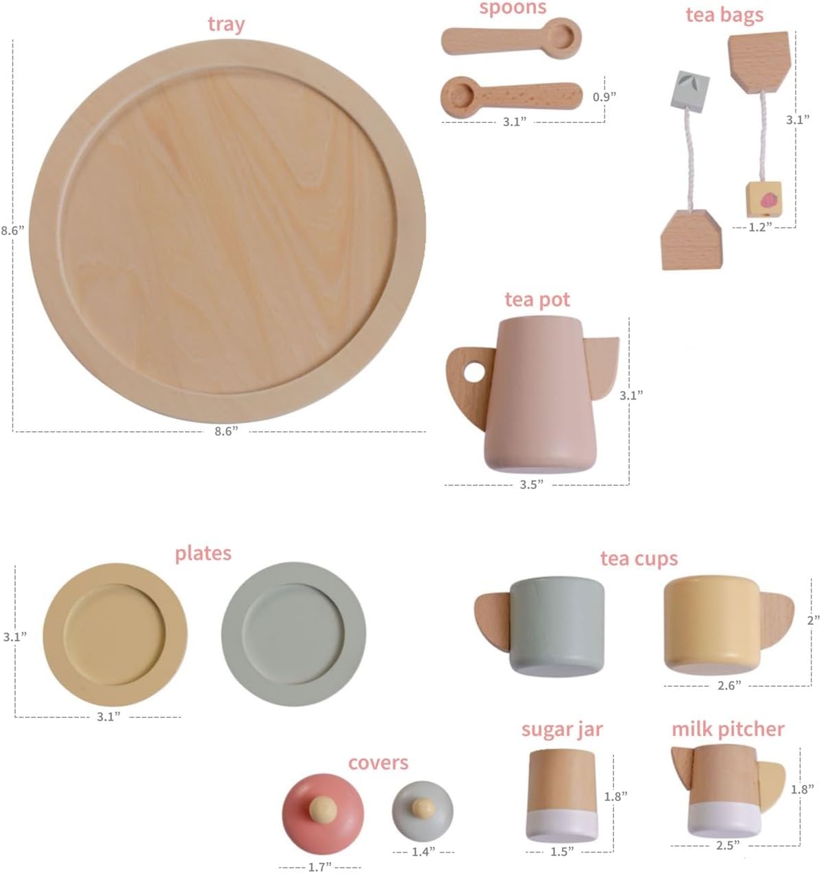 JC Toys Colección Parfait | Juego de fiesta de té de 12 piezas de m...