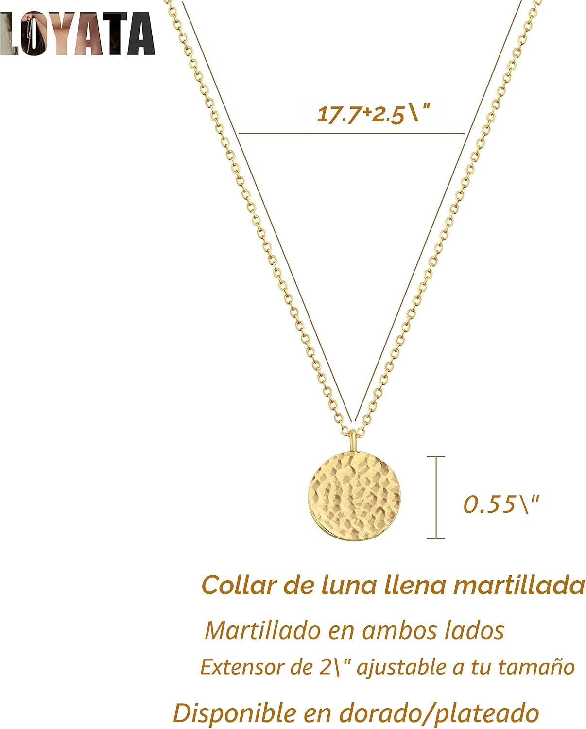 LOYATA Collares con colgante de oro para mujeres - Collar simple co...