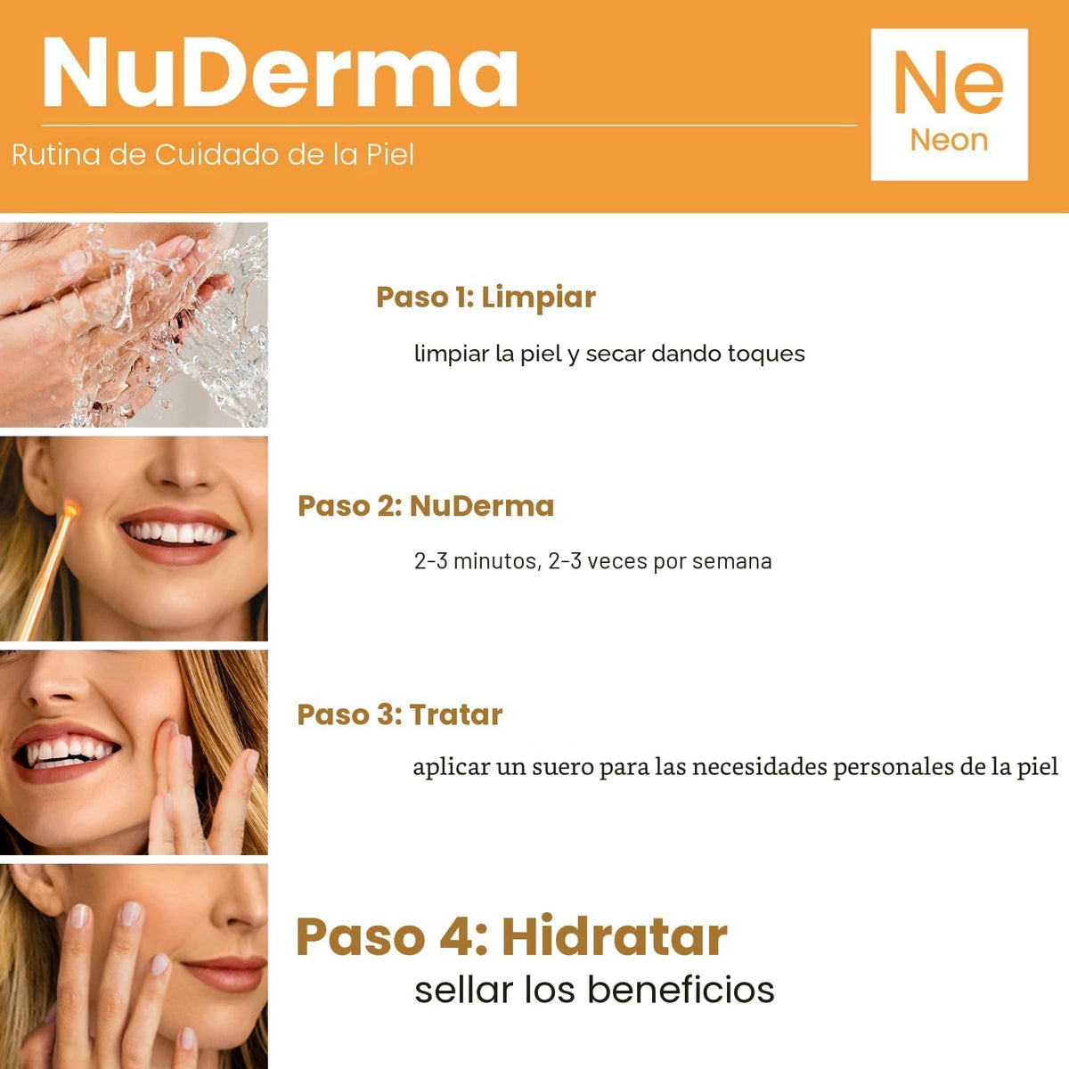 NuDerma - Máquina portátil de terapia de piel de mano, con neón, an...