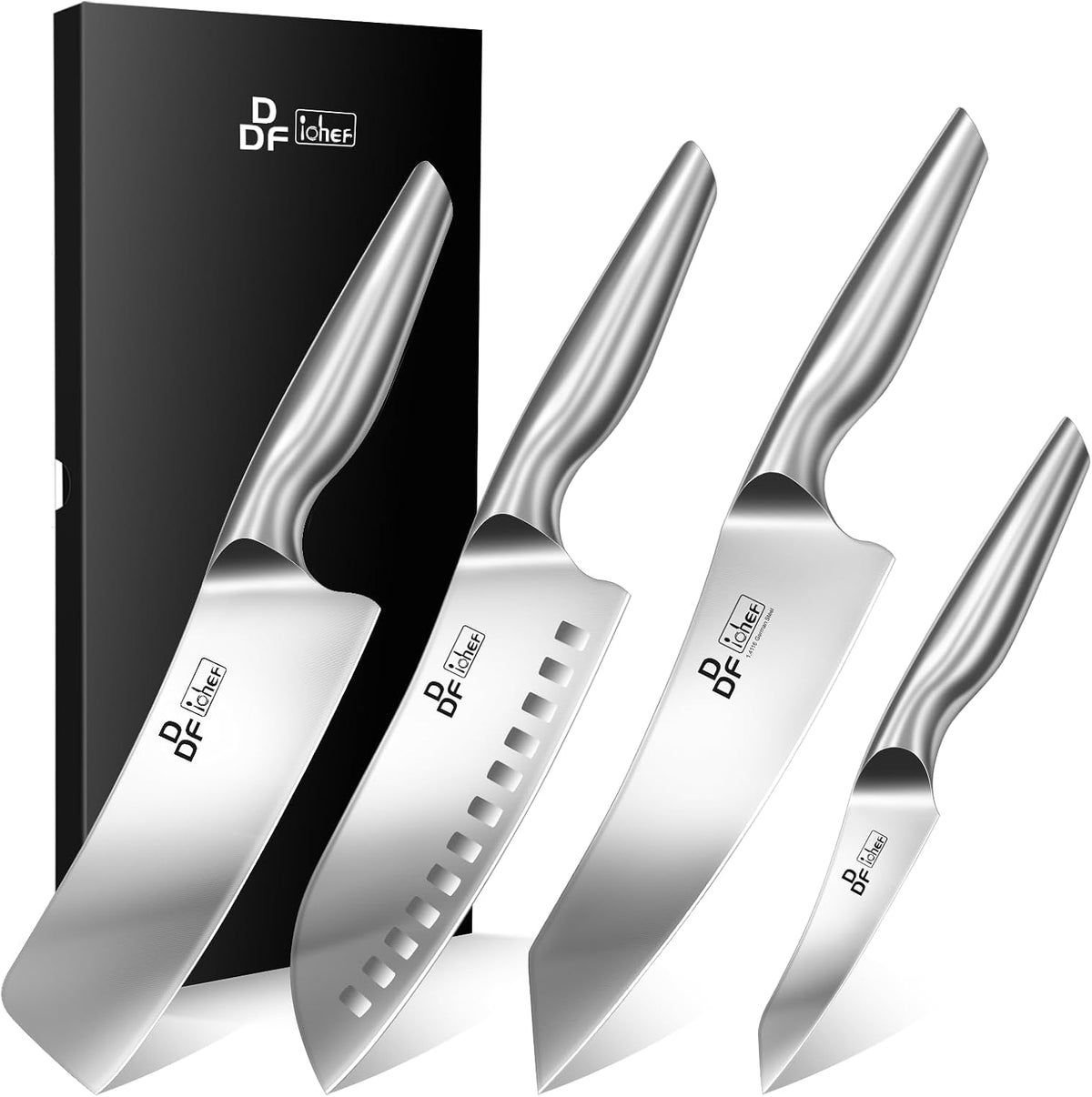 DDF iohEF - Juego de cuchillos de cocina, 4 piezas de cuchillos pro...
