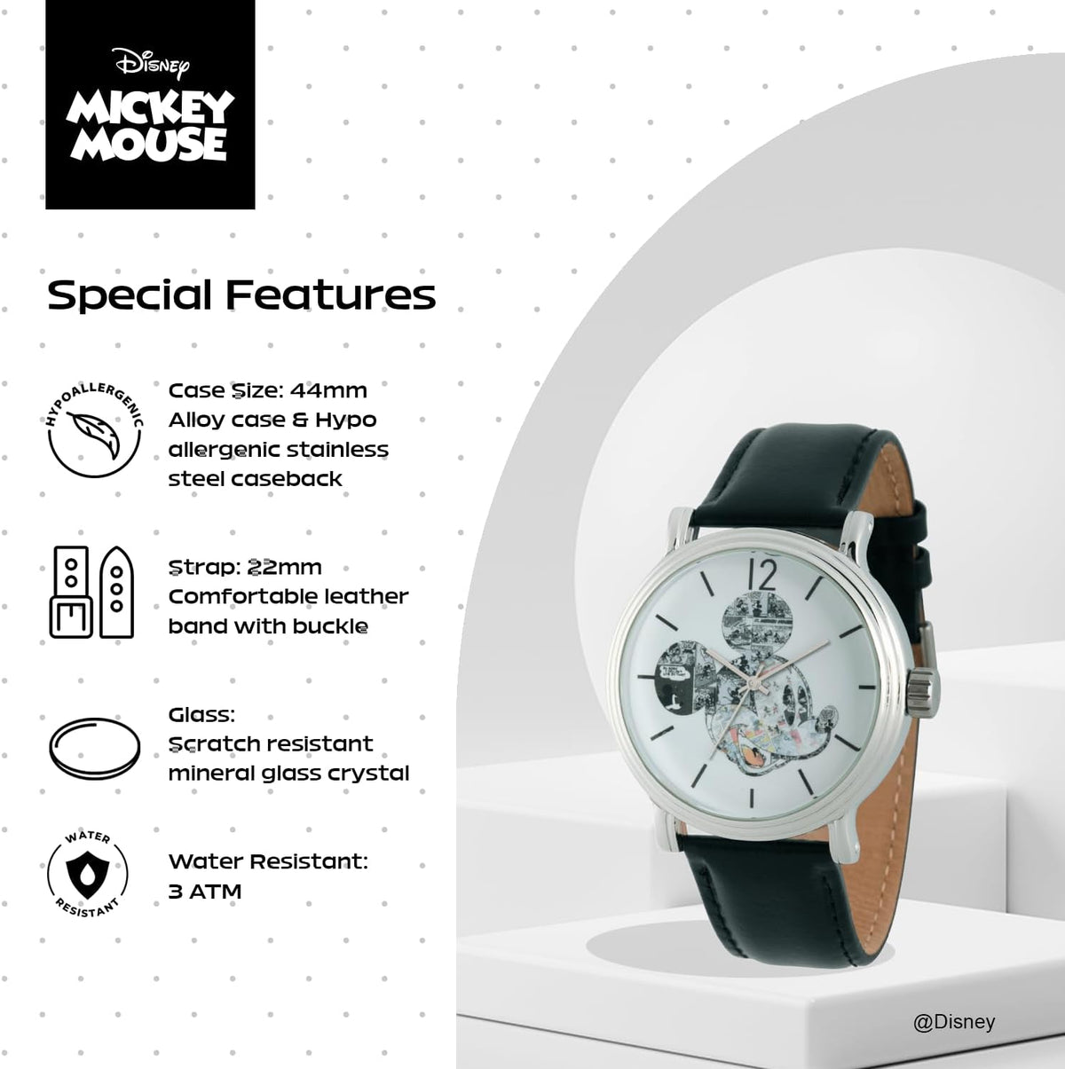 Reloj con manecillas articuladas de Disney Mickey Mouse para hombre...