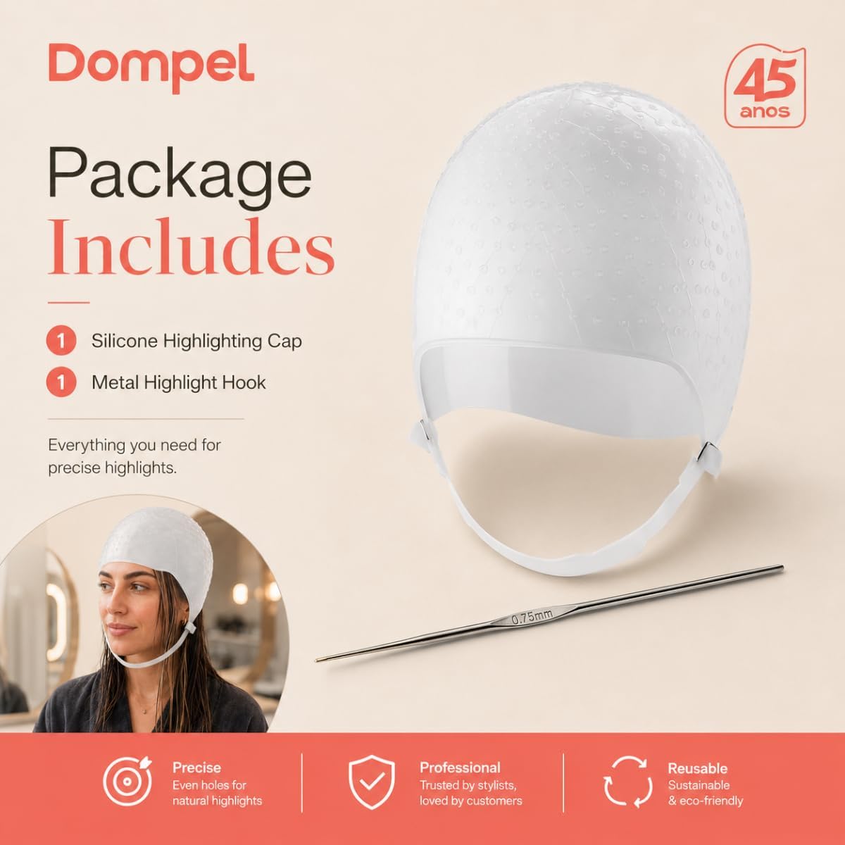 Gorro de silicona para resaltar el cabello Dompel | Gorro de silico...