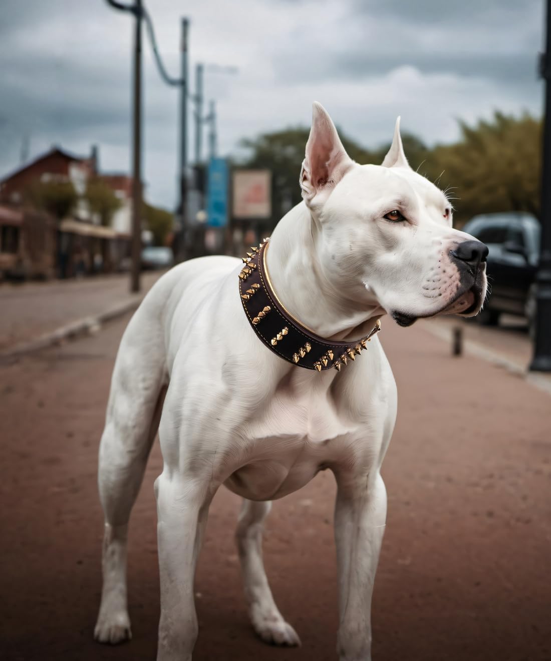 Collar de perro de cuero con pinchos, cuero genuino hecho a mano de...