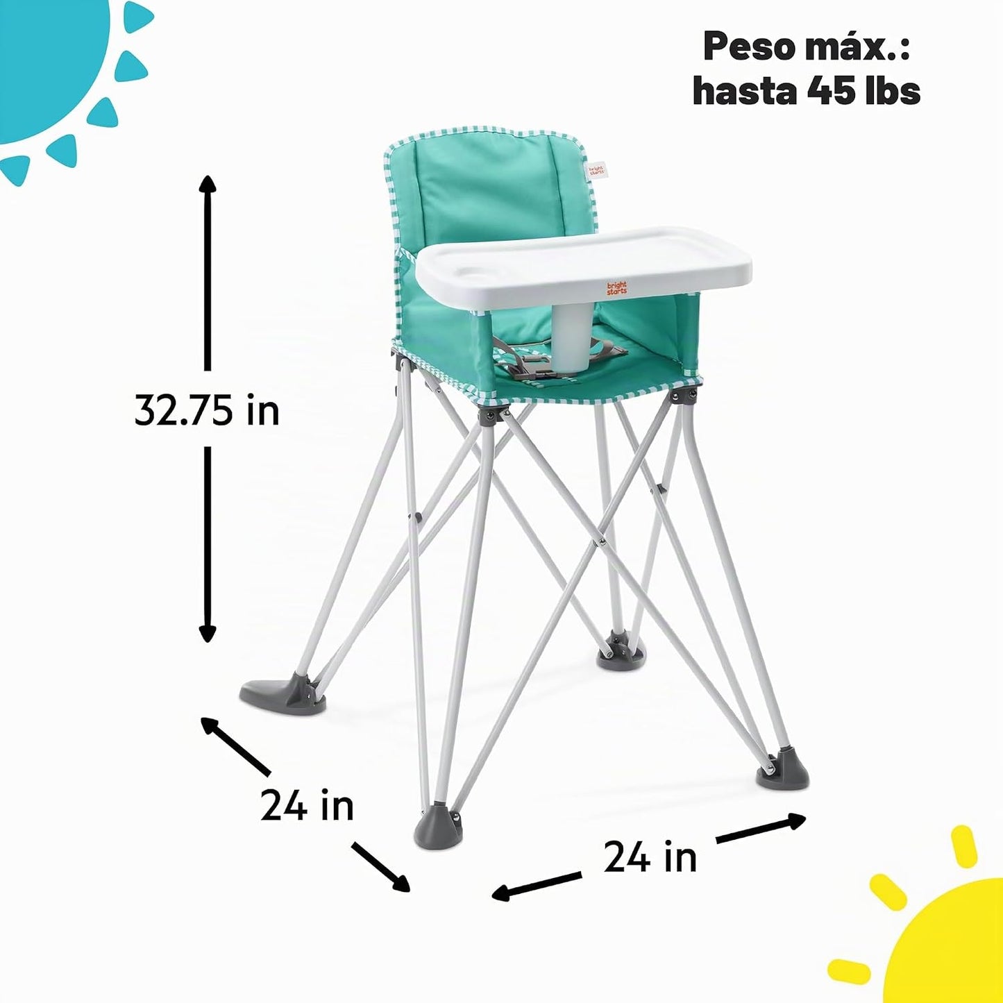 Bright Starts Pop 'N Dine - Silla alta portátil, para interiore...