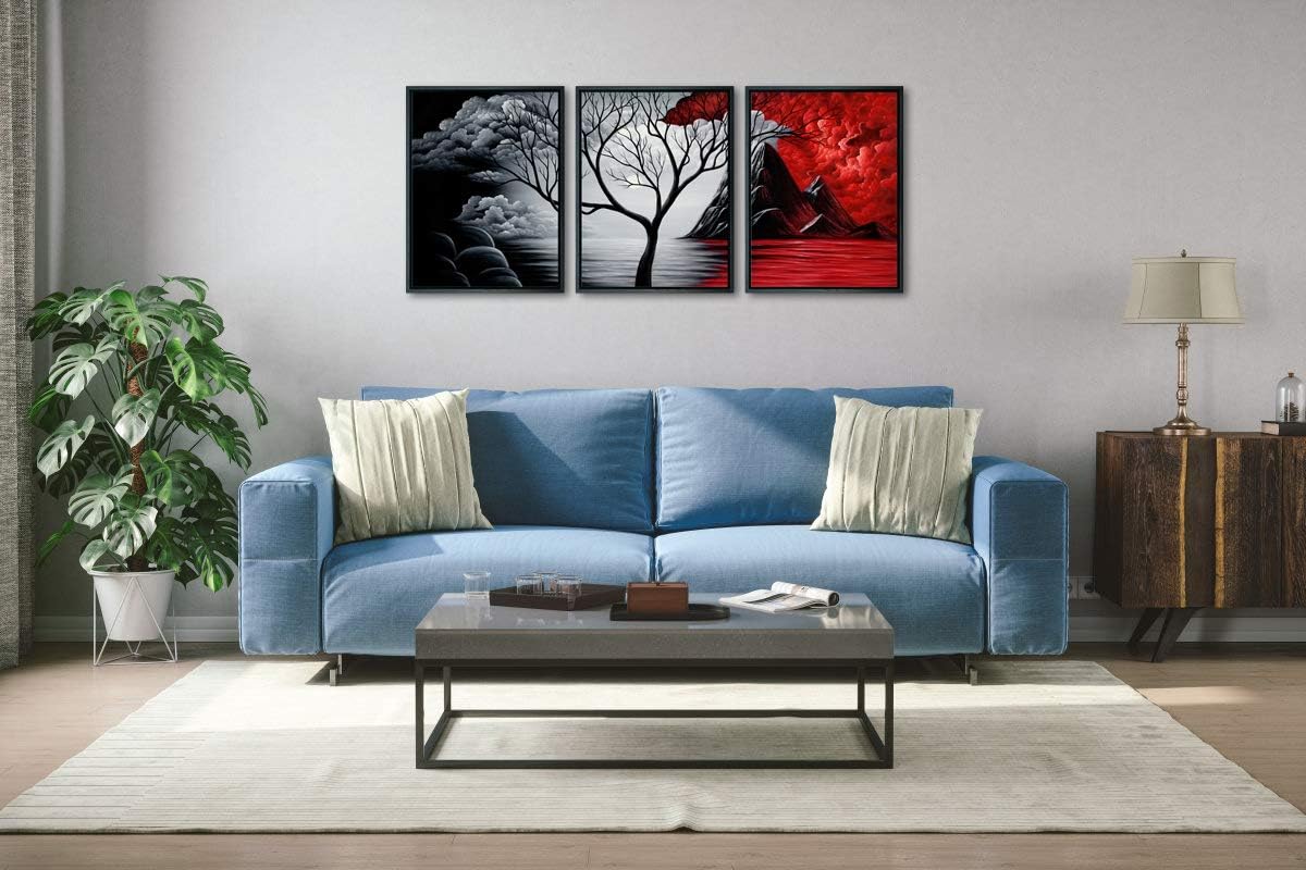 Wieco Art Arte de pared enmarcado, arte de pared de árbol de nube,...