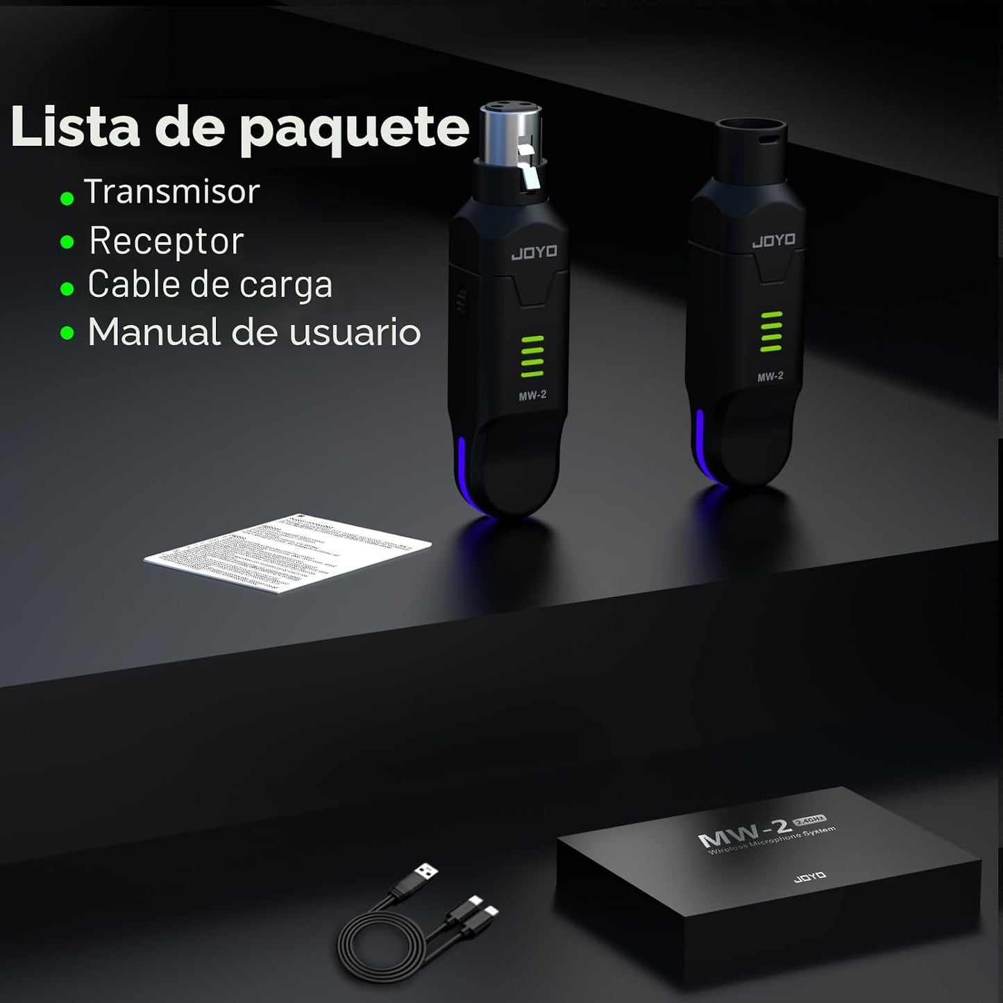 JOYO Sistema de micrófono inalámbrico de 2.4 GHz, transmisor y rece...