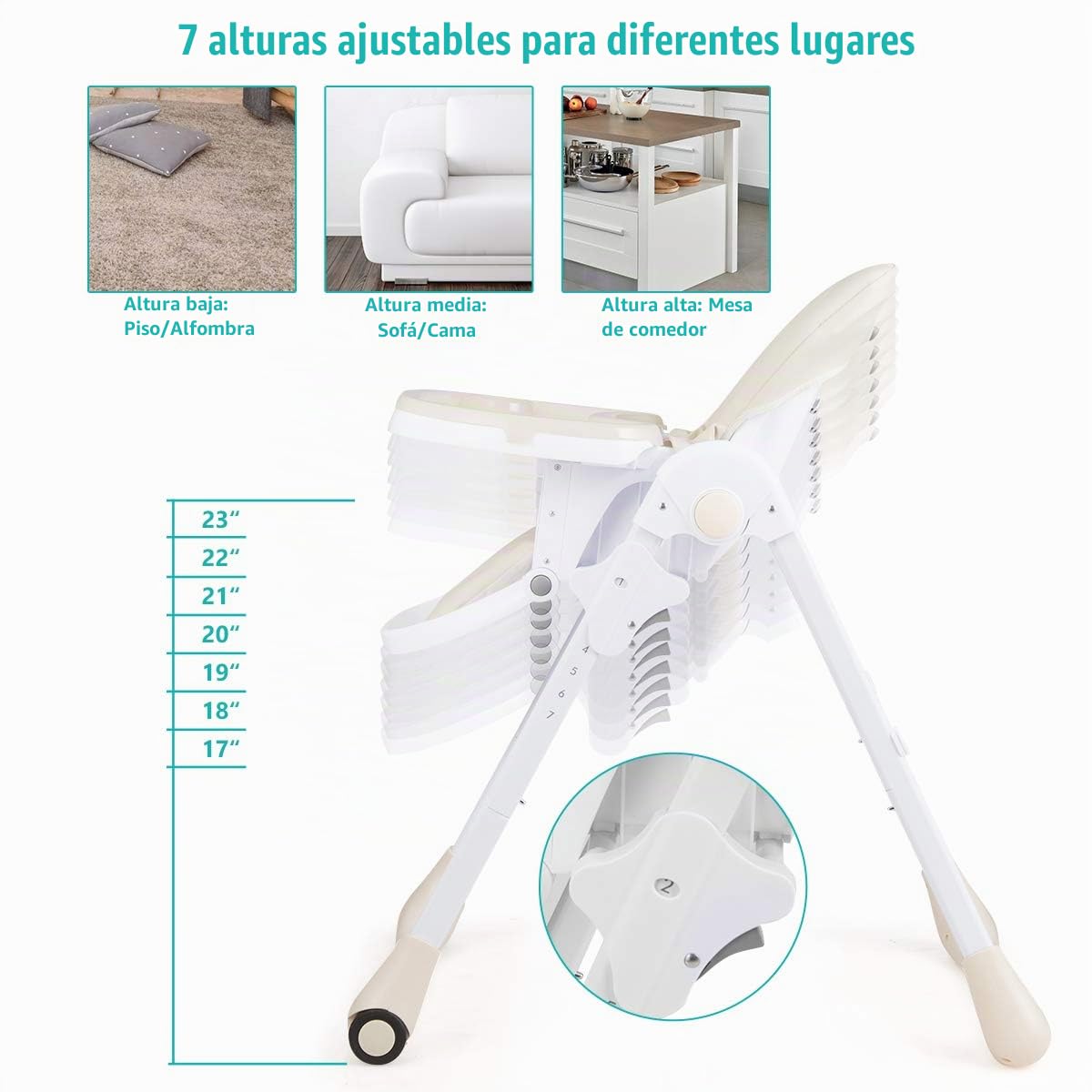 BABY JOY Silla alta convertible para bebés y niños pequeños, altura...