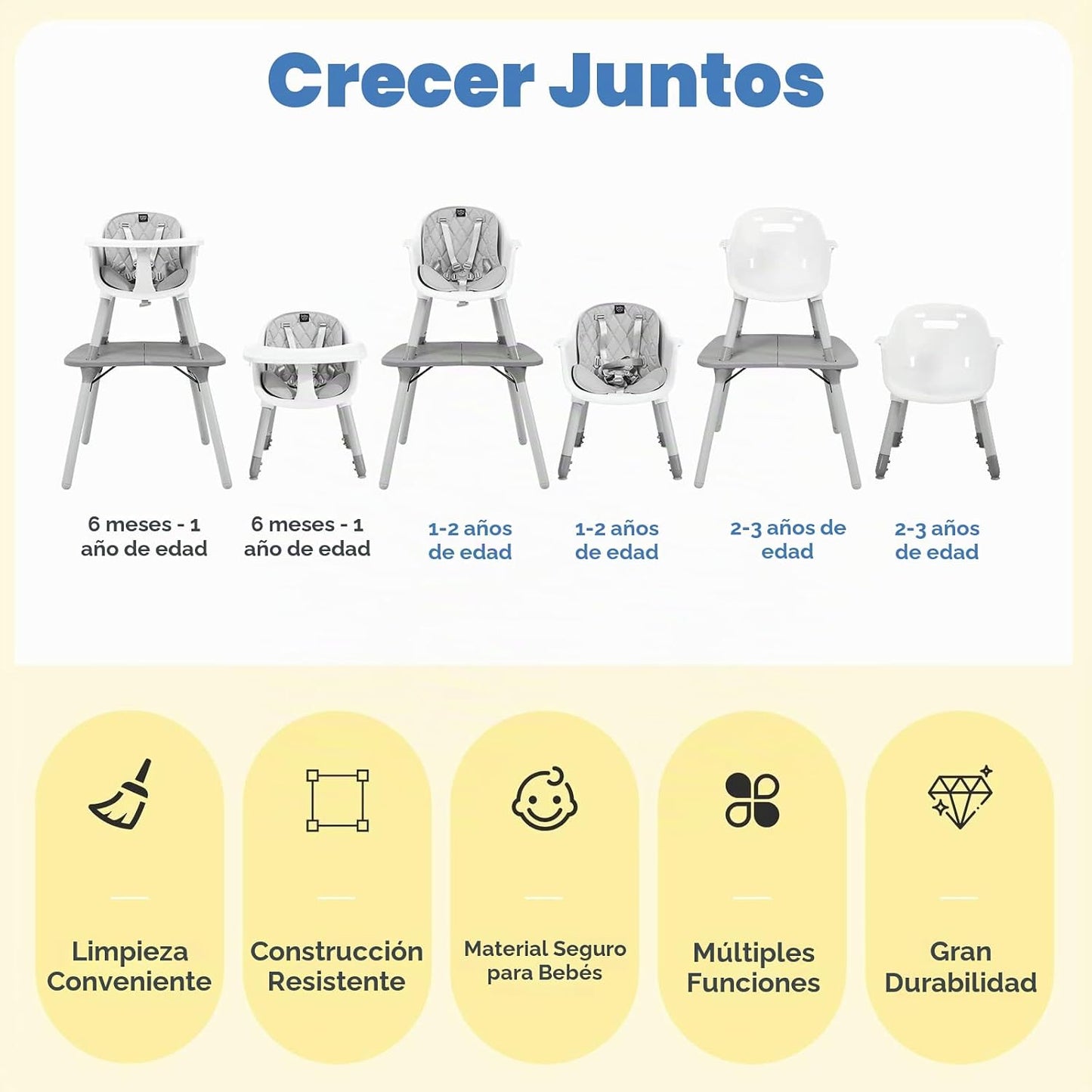 HONEY JOY - Silla alta 6 en 1, silla alta convertible para bebés y...