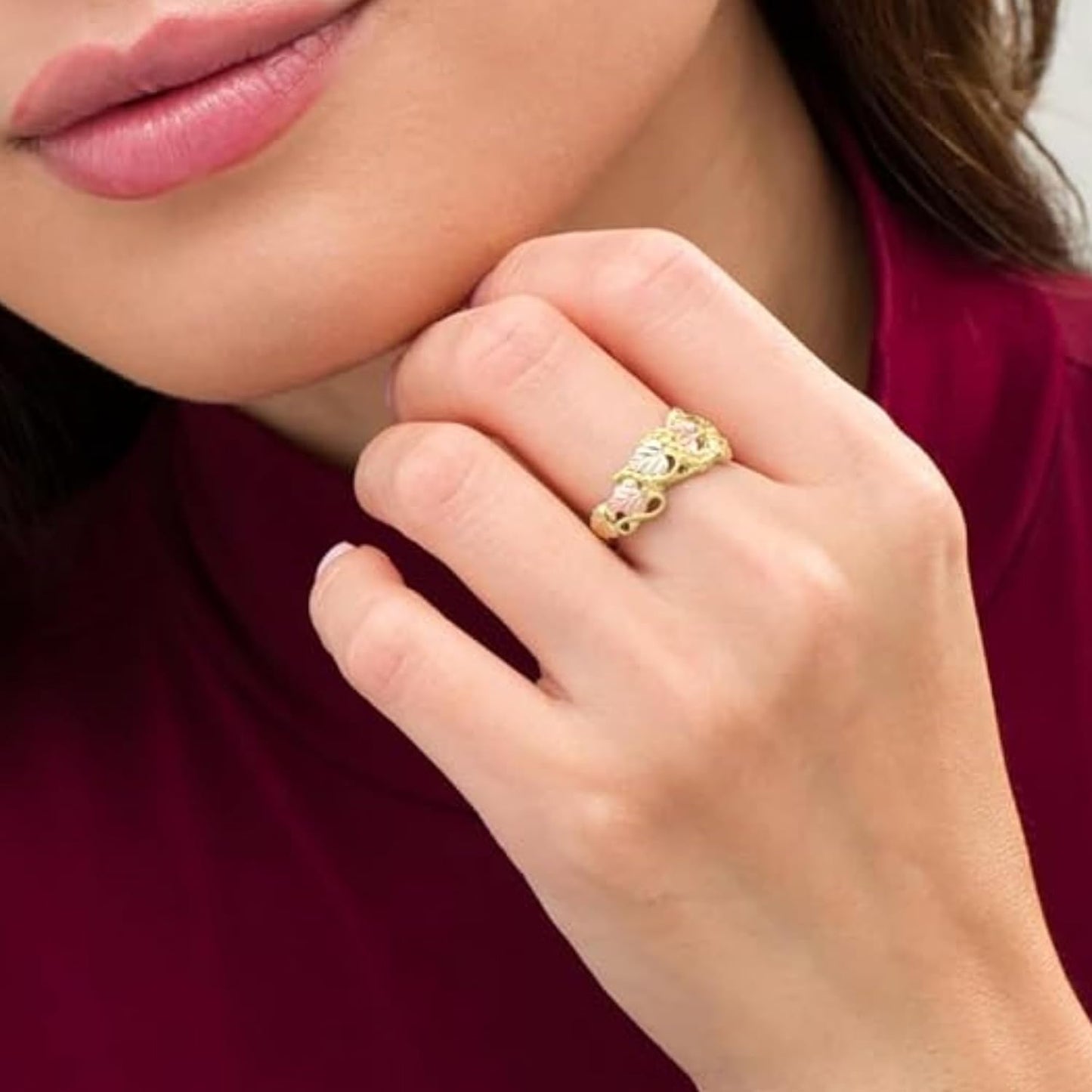 Anillo de boda estilo victoriano de 10 quilates en oro amarillo par...