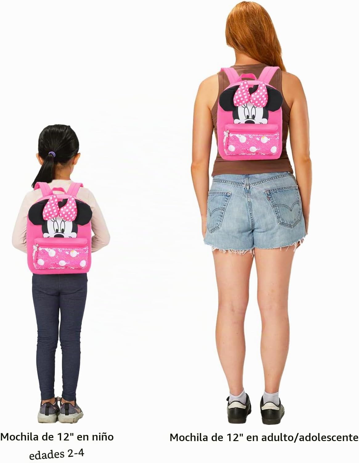 Minnie Mouse - Mini mochila para mujeres y niños, paquete de 12 pul...