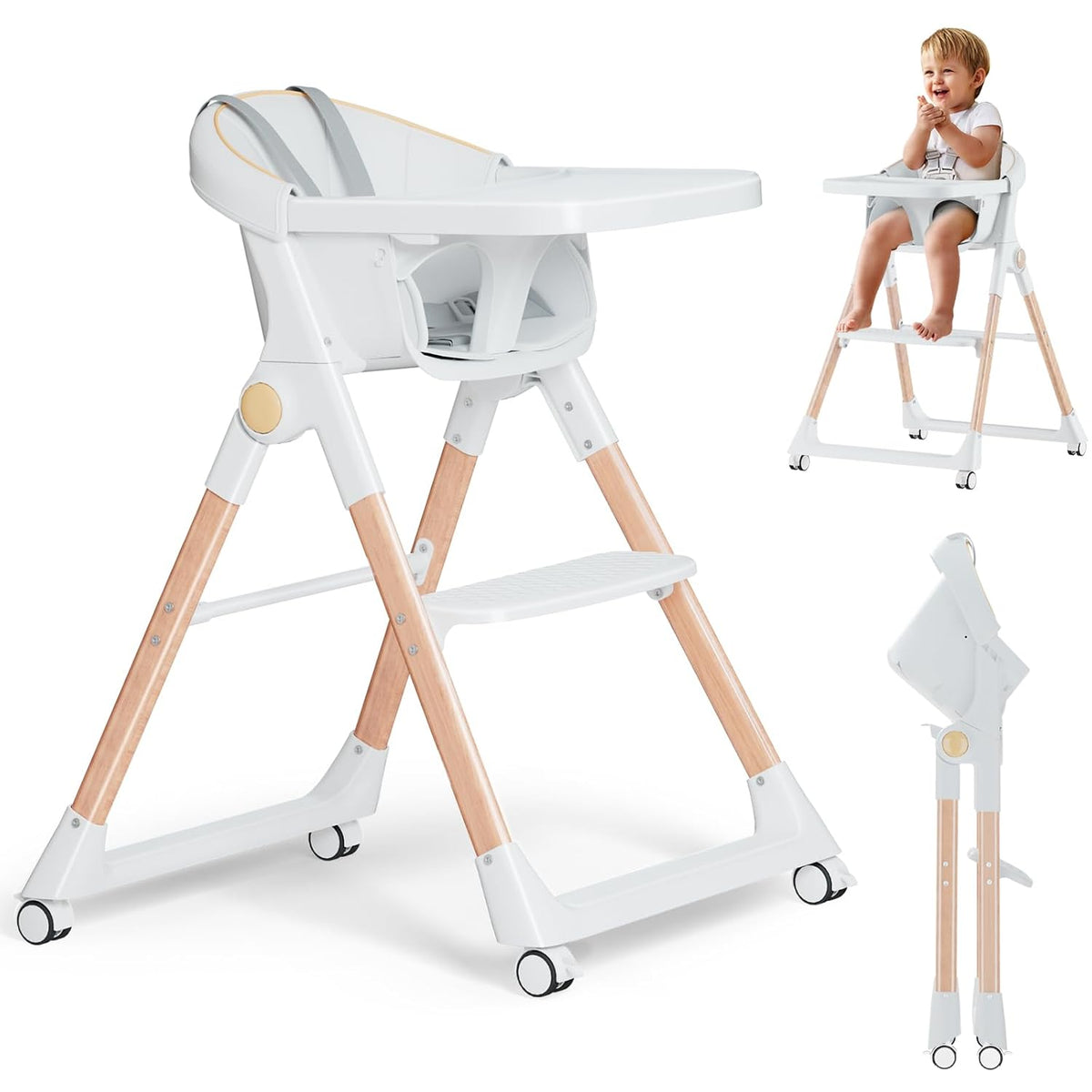 Silla alta para bebé, sillas altas para bebés y niños pequeños, sil...