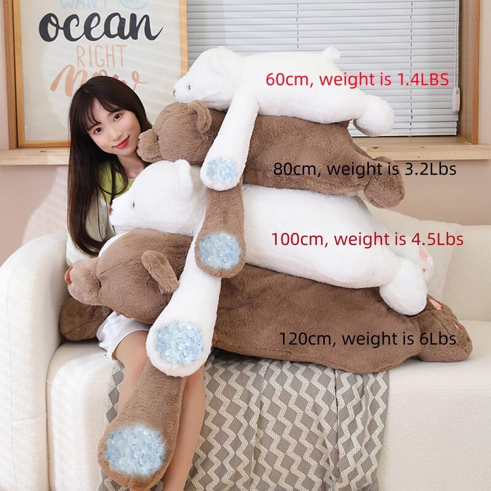 SNOWOLF Almohada de Peluche con Peso, Oso Blanco de 23.6", Súpe...