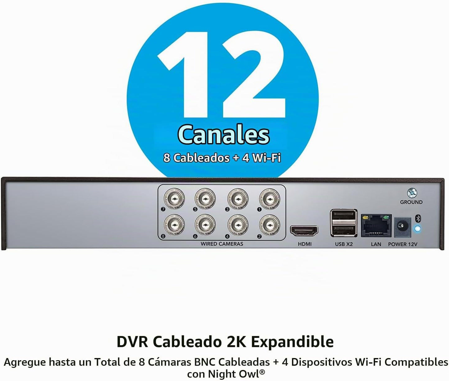 Night Owl SP Audio bidireccional 12 canales 2K DVR con almacenamien...