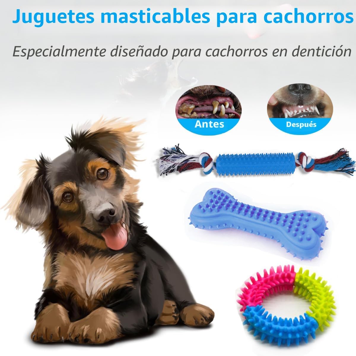 Beiker Juguetes masticables para dentición para perros, paquete de...