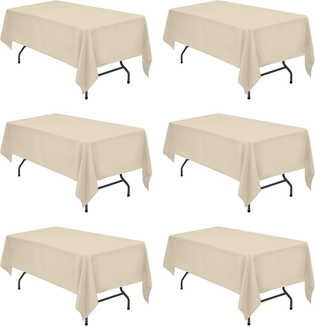 BRILLMAX - Paquete de 6 manteles color beige de 60 x 102 pulgadas p...