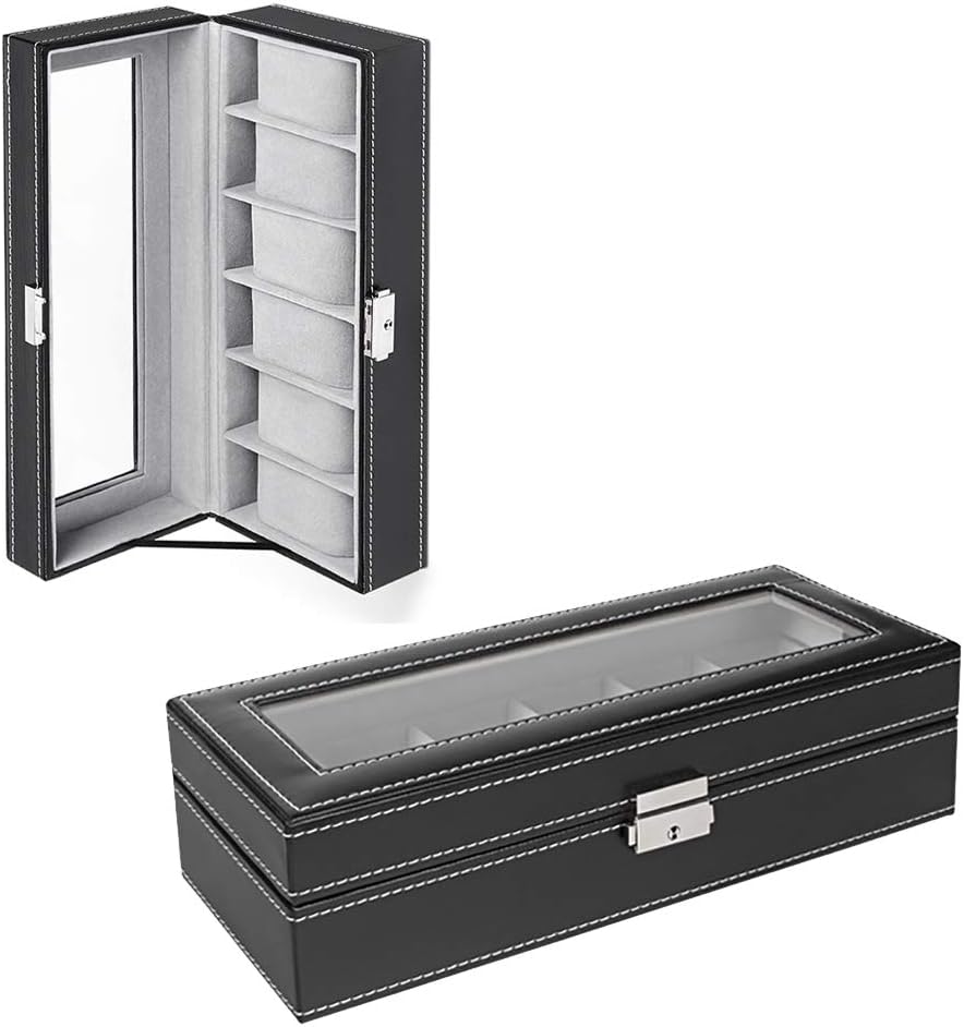 NEX Organizador de Caja de Reloj de 6 Ranuras para Hombres, Soporte...