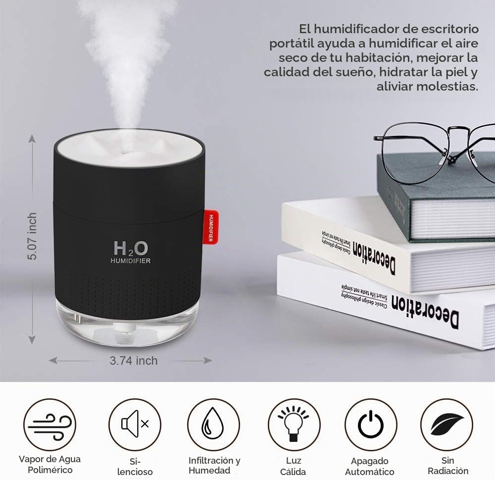 Mini humidificador portátil, humidificador pequeño de 16.9 fl oz pa...