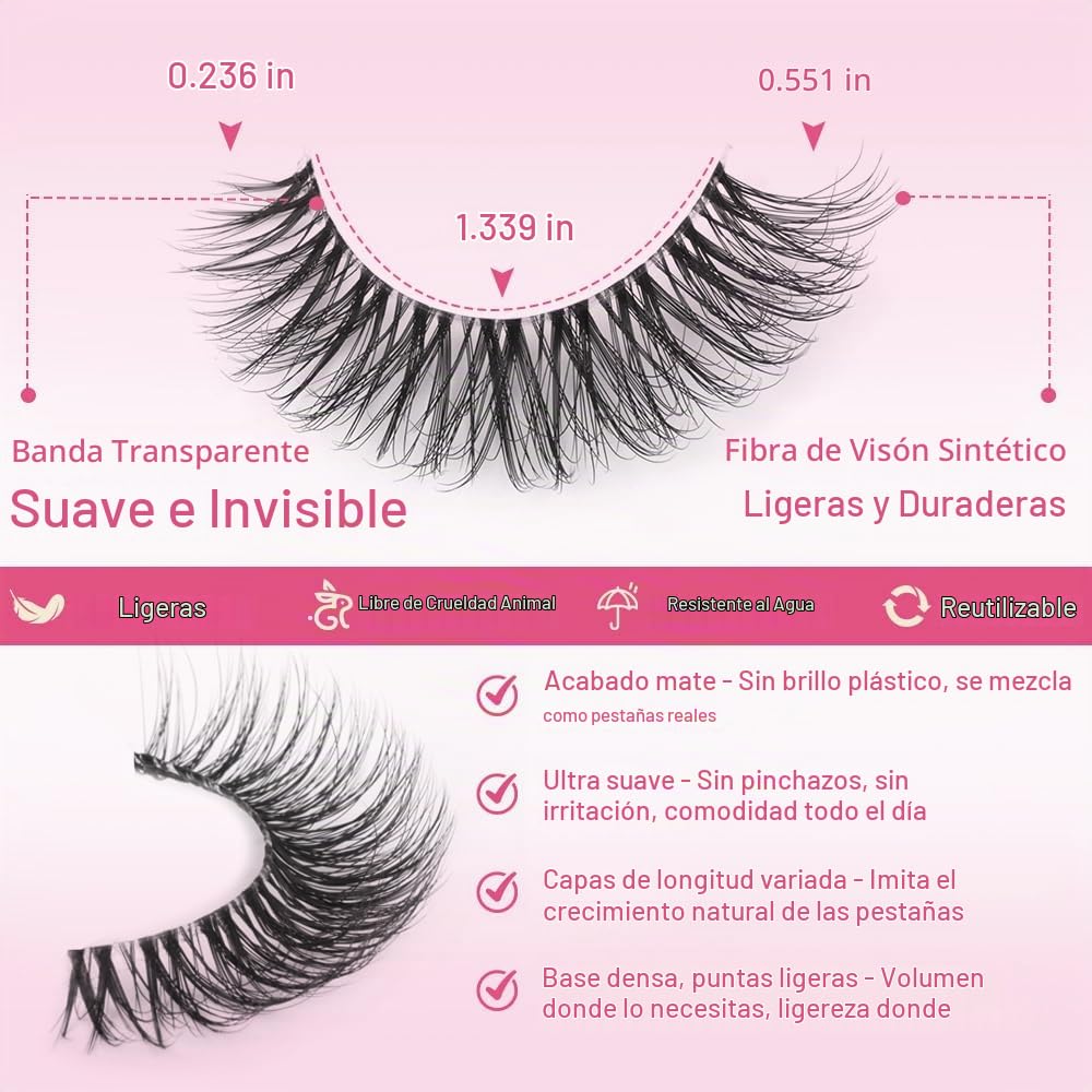 Pestañas de 14 mm de aspecto natural, pestañas postizas onduladas d...