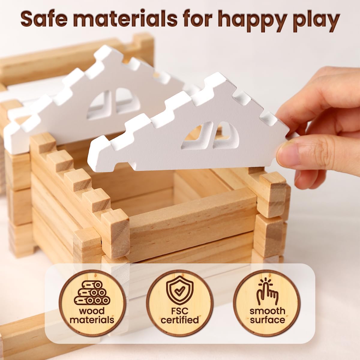 Jovi-mindly &amp;Notchies - Juego de 63 bloques de madera para prin...