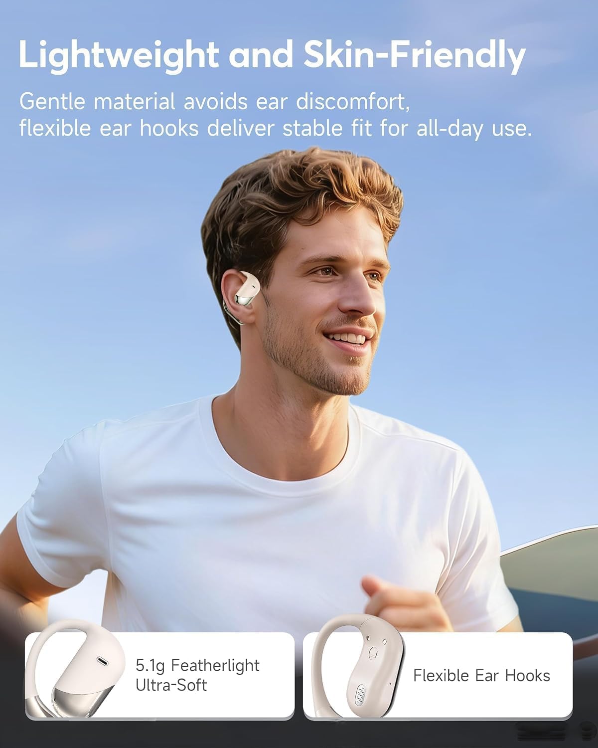 Auriculares ultra abiertos, auriculares de conducción ósea Bluetoot...