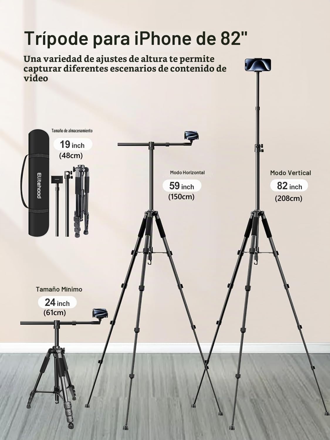 elitehood Trípode de teléfono para grabación de video aérea, horizo...