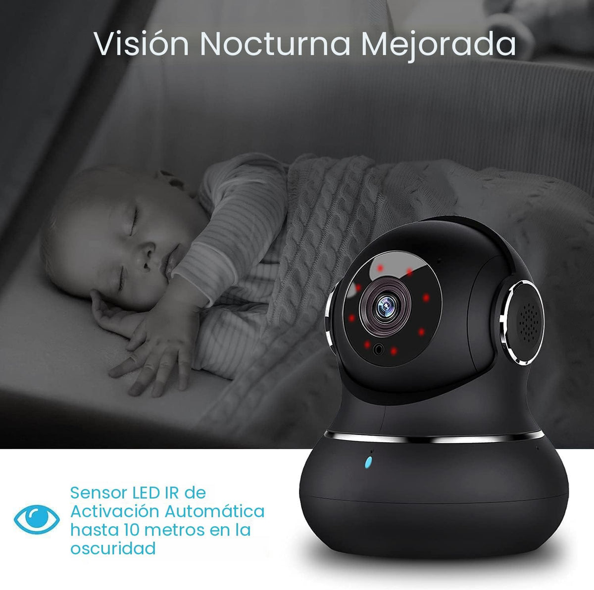 litokam Cámara interior 2K, 360 cámaras de seguridad para el hogar...