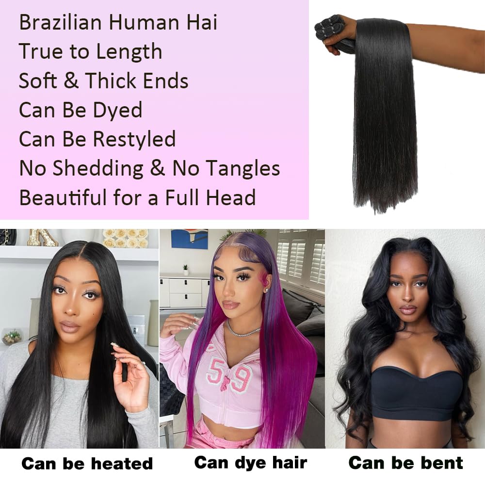 12A paquetes de cabello humano 20 22 24 pulgadas recto 3 paquetes a...