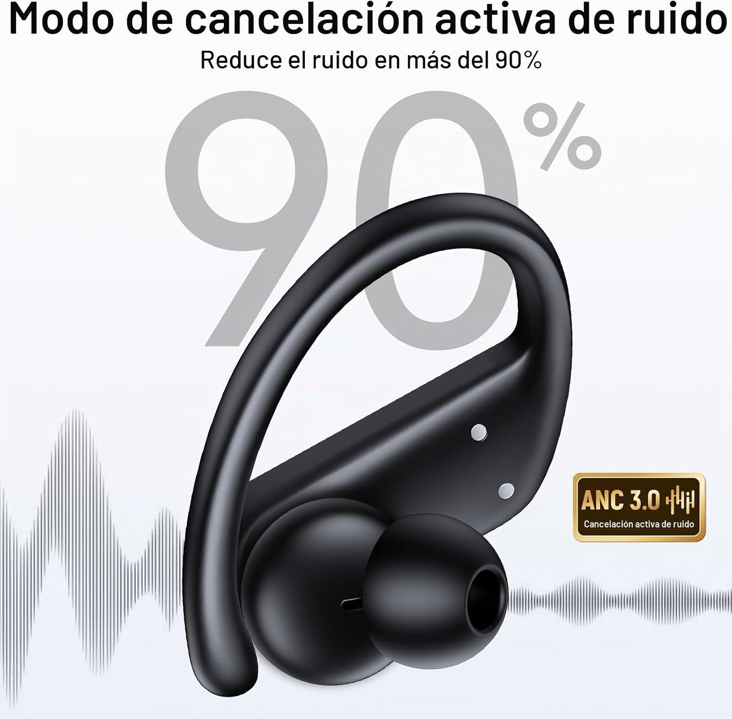 TAGRY Auriculares inalámbricos híbridos con cancelación activa de r...