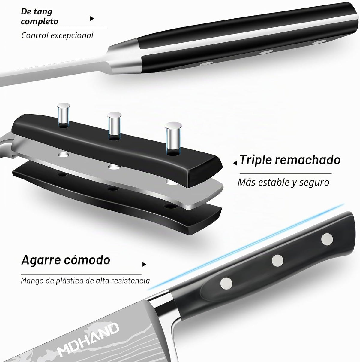 MDHAND - Juego de cuchillos de chef con bolsa de rollo, juego de cu...