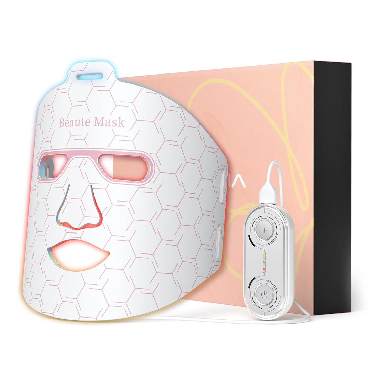 IBORRIA Terapia de luz roja para cara, máscara facial LED con luz i...