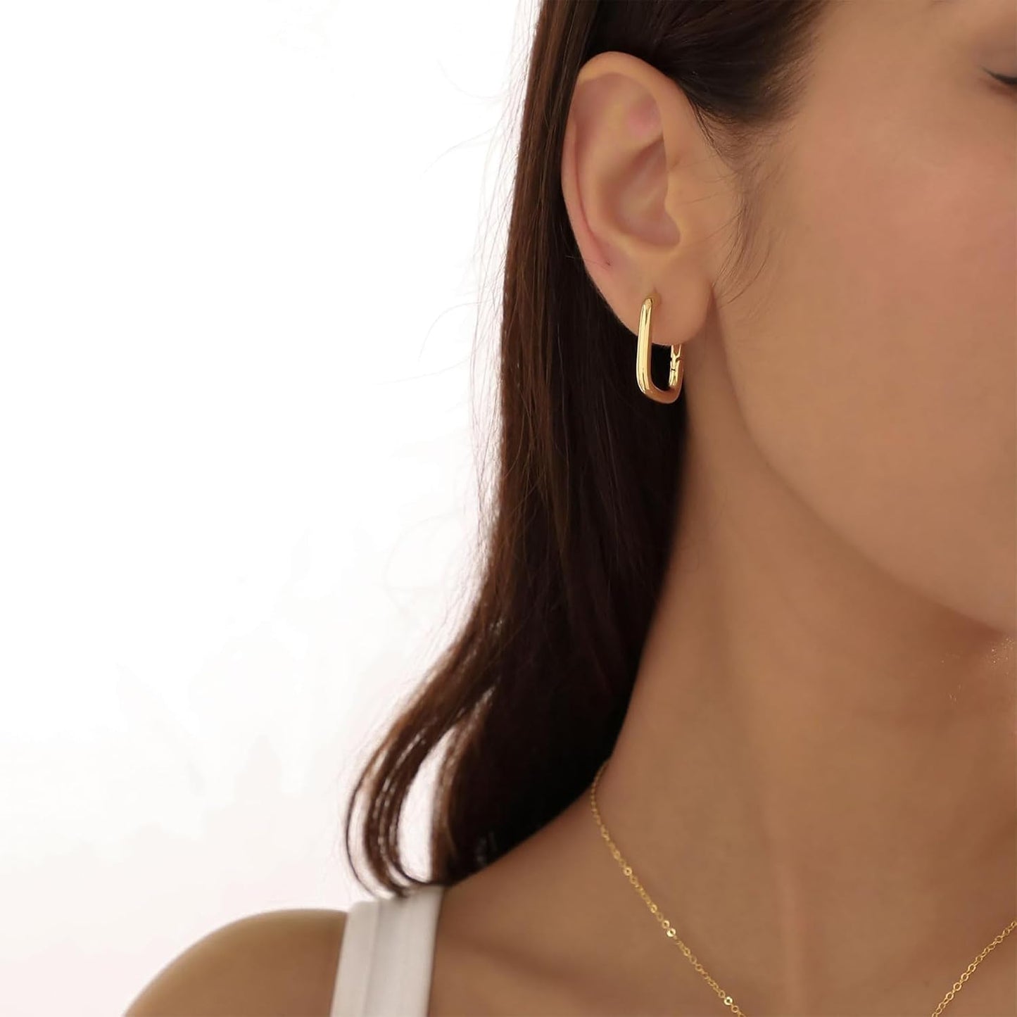 Amicon Pendientes de oro grueso para mujer, chapados en oro de 14 q...