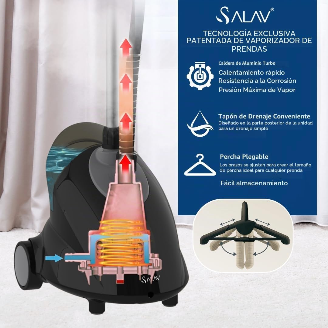 SALAV Vaporizador de ropa de tamaño completo para ropa con segurida...