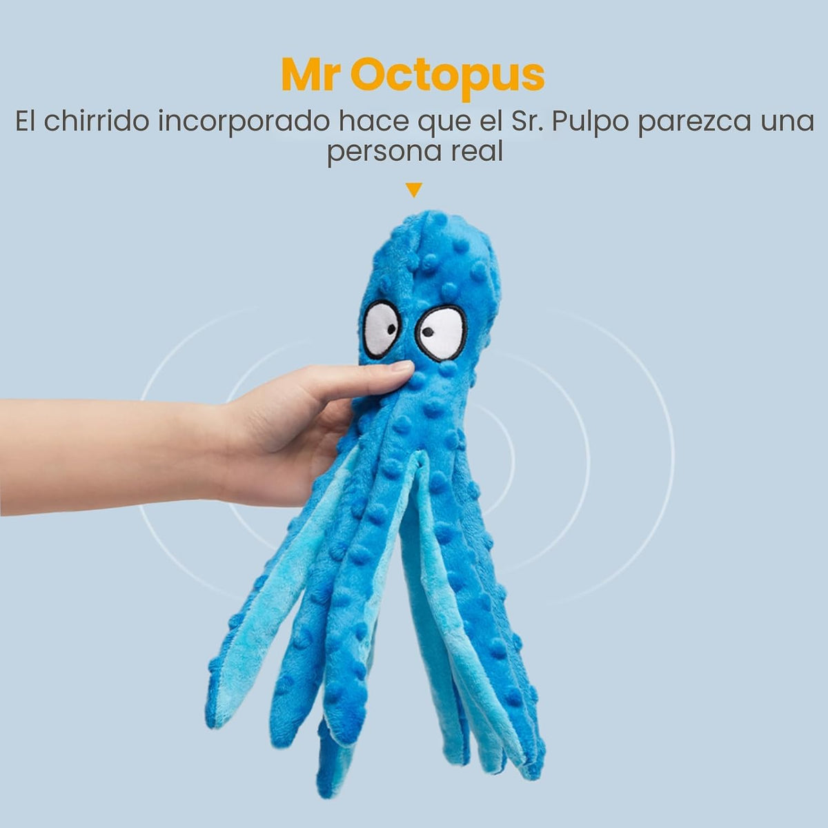 HGB Juguetes chirriantes para perros, sin relleno, pulpo arrugado p...