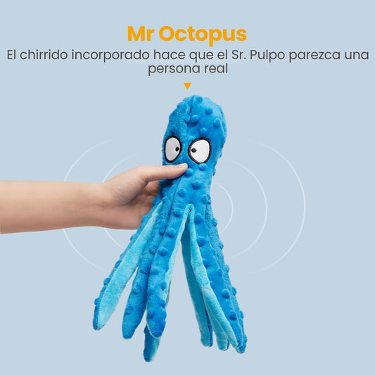 HGB Juguetes chirriantes para perros, sin relleno, pulpo arrugado p...