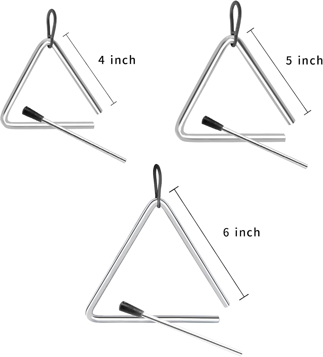 EASTROCK Juego de instrumentos triangulares 3 paquetes de 4 5 6 pul...