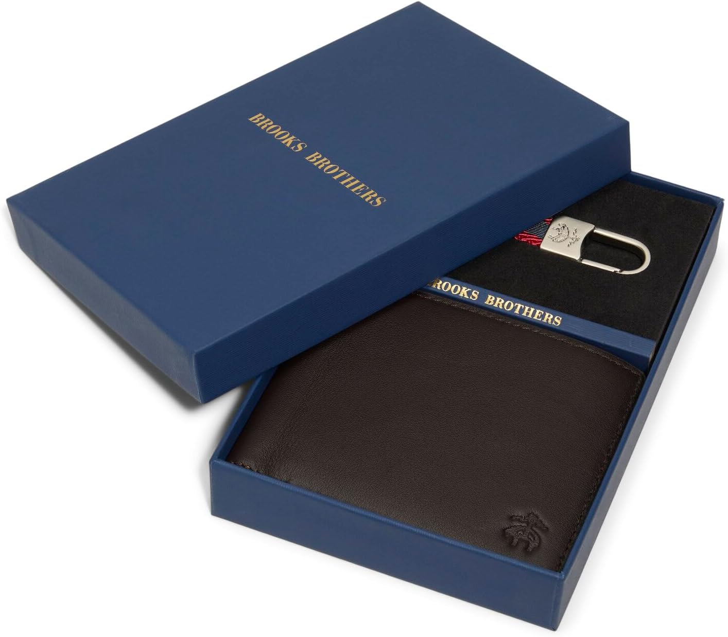 Brooks Brothers - Cartera plegable de piel para hombre con caja de...