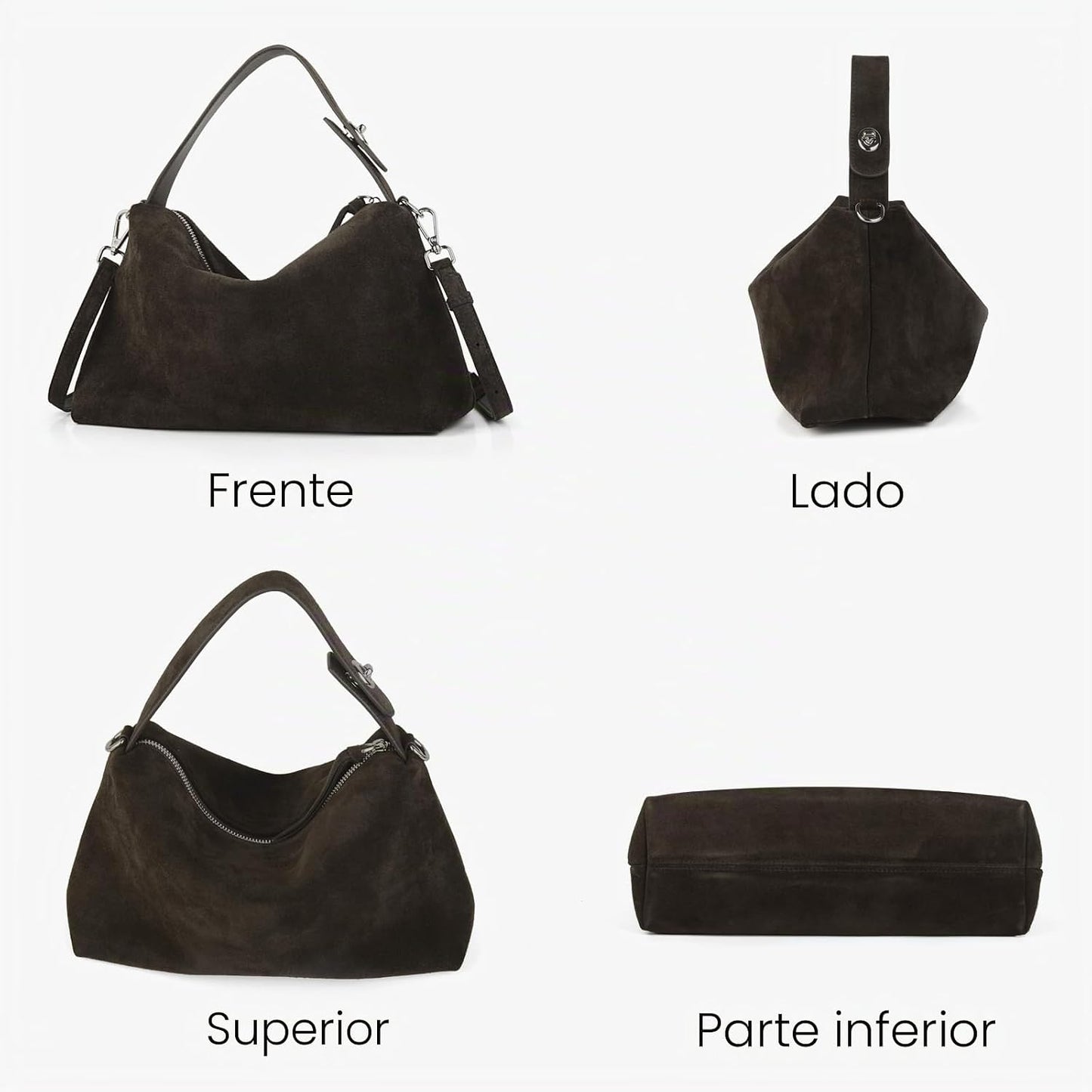 DONNAIN Bolsos cruzados de piel de ante premium para mujer y bolso...