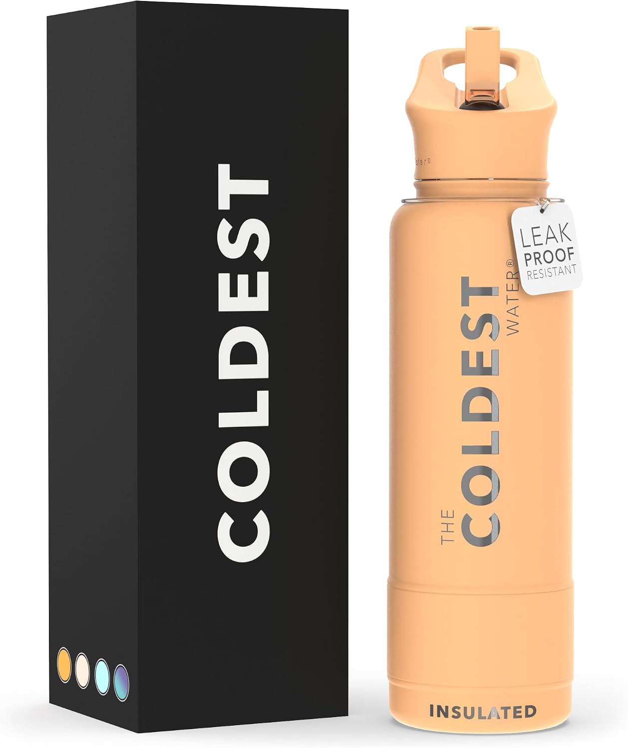 Coldest - Botella para agua con tapa que incluye pajilla, térmica y...