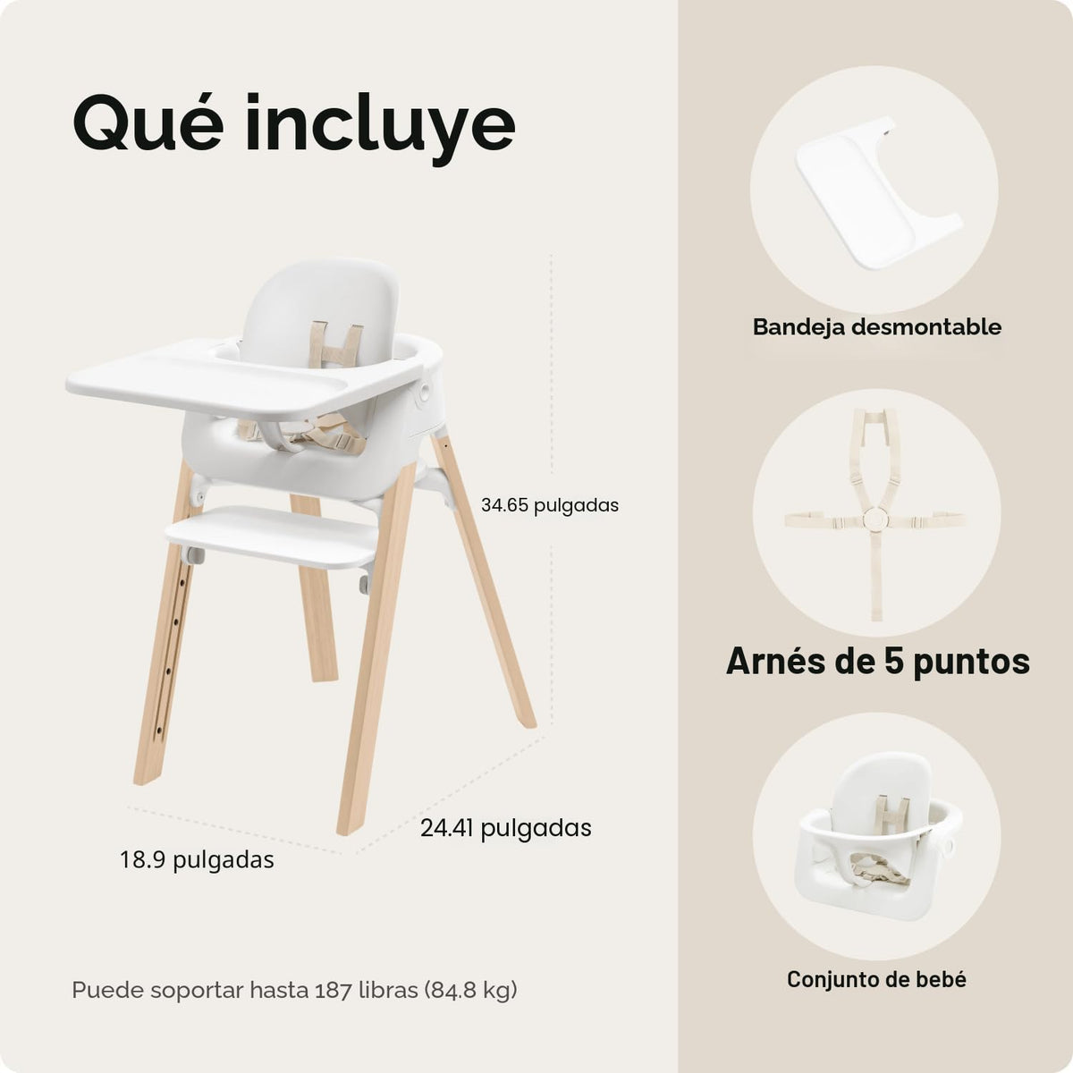 Stokke Steps - Silla alta para bebés y niños, color negro y marrón...