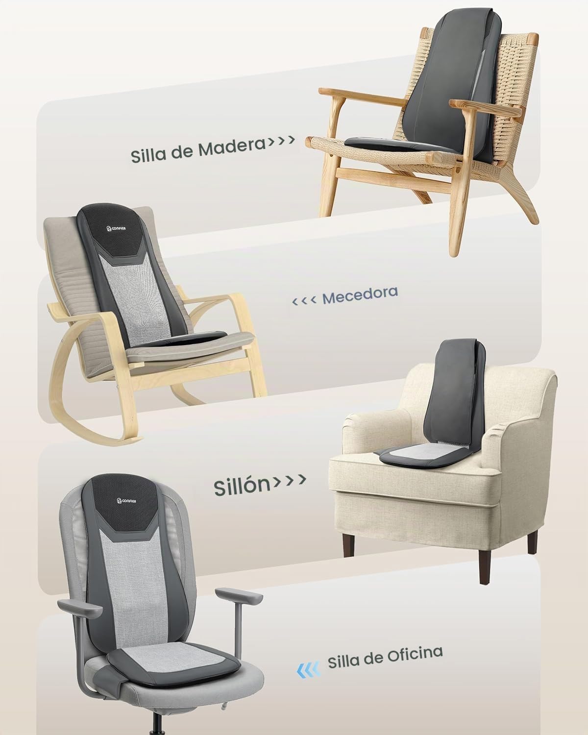 COMFIER - Masajeador Shiatsu de espalda completa para silla con cal...