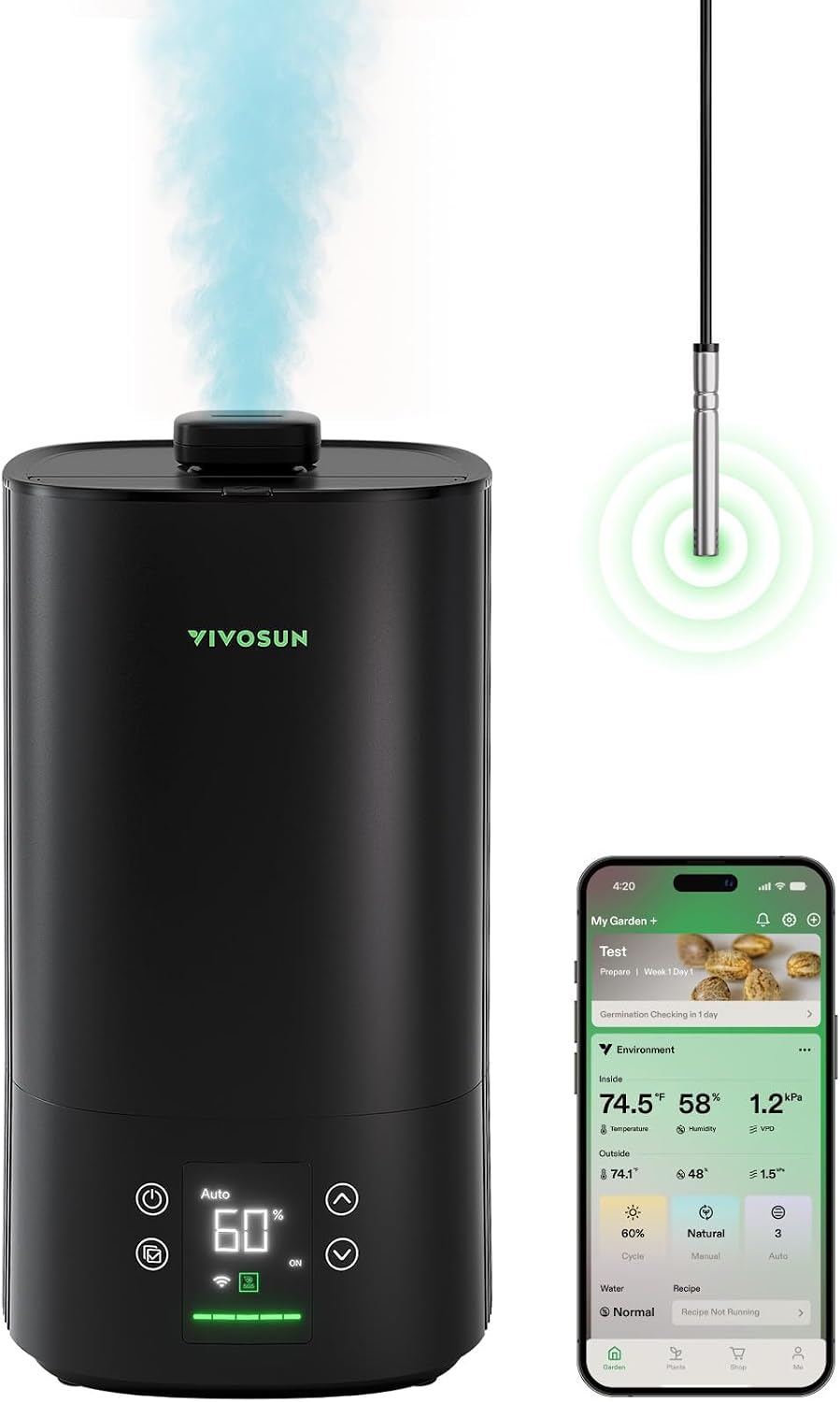 VIVOSUN AeroStream H05 Humidificador inteligente Wi-Fi, humidificad...