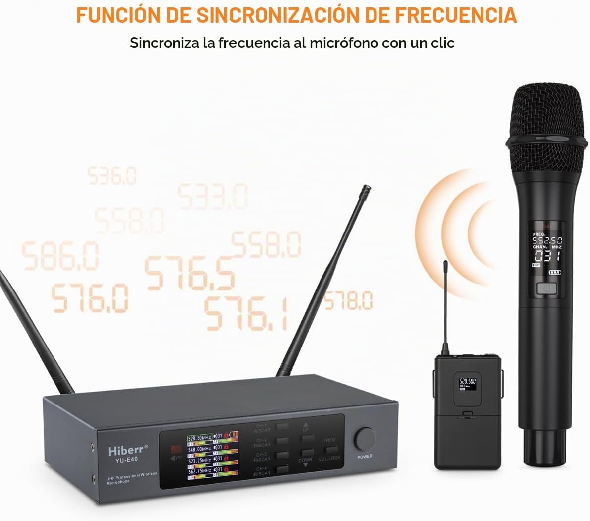 Hiberr Sistema de micrófono inalámbrico, micrófono inalámbrico UHF...