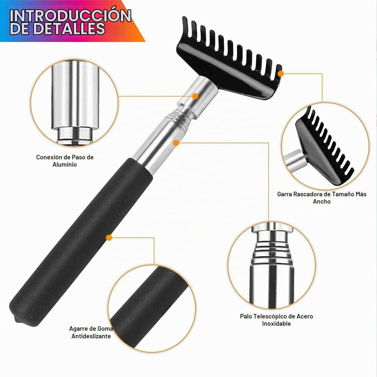 Paquete de 2 rascadores de espalda extensibles portátiles de gran t...