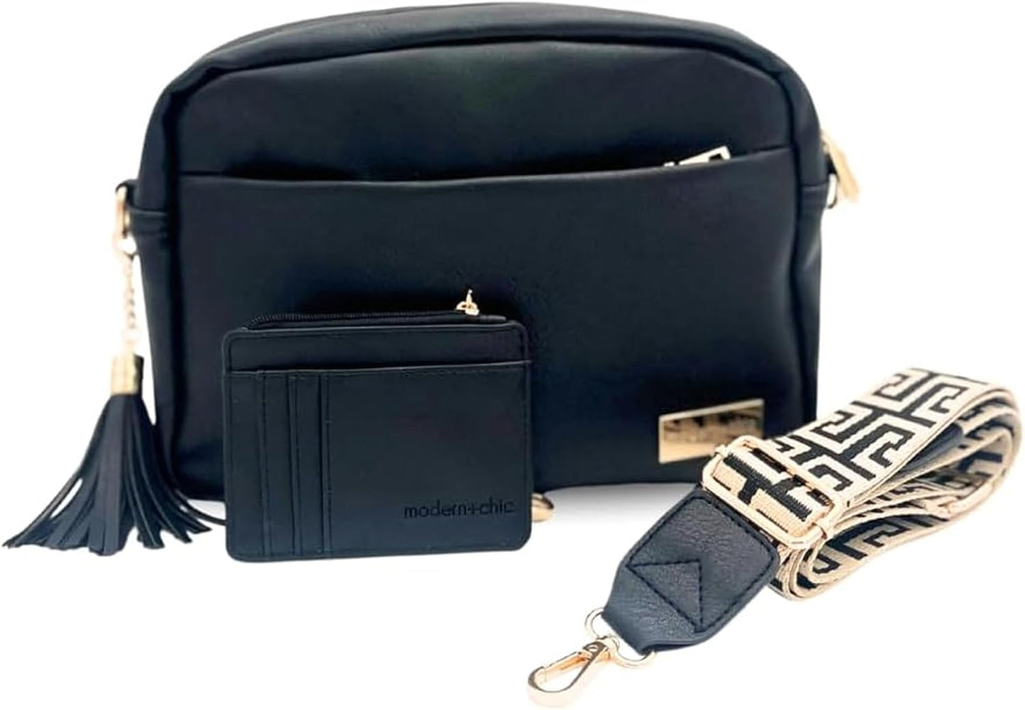 Modern+Chic Bolso cruzado Alice: bolso de cuero vegano con amplios...