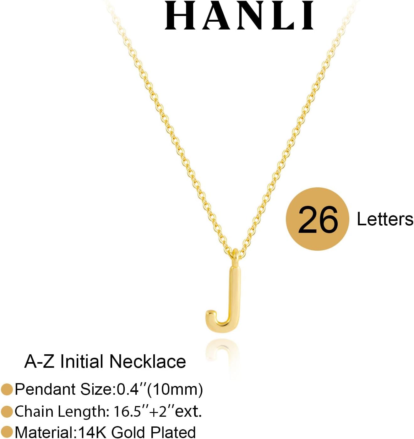 HANLI Collares con inicial para mujeres, chapado en oro de 14k, del...