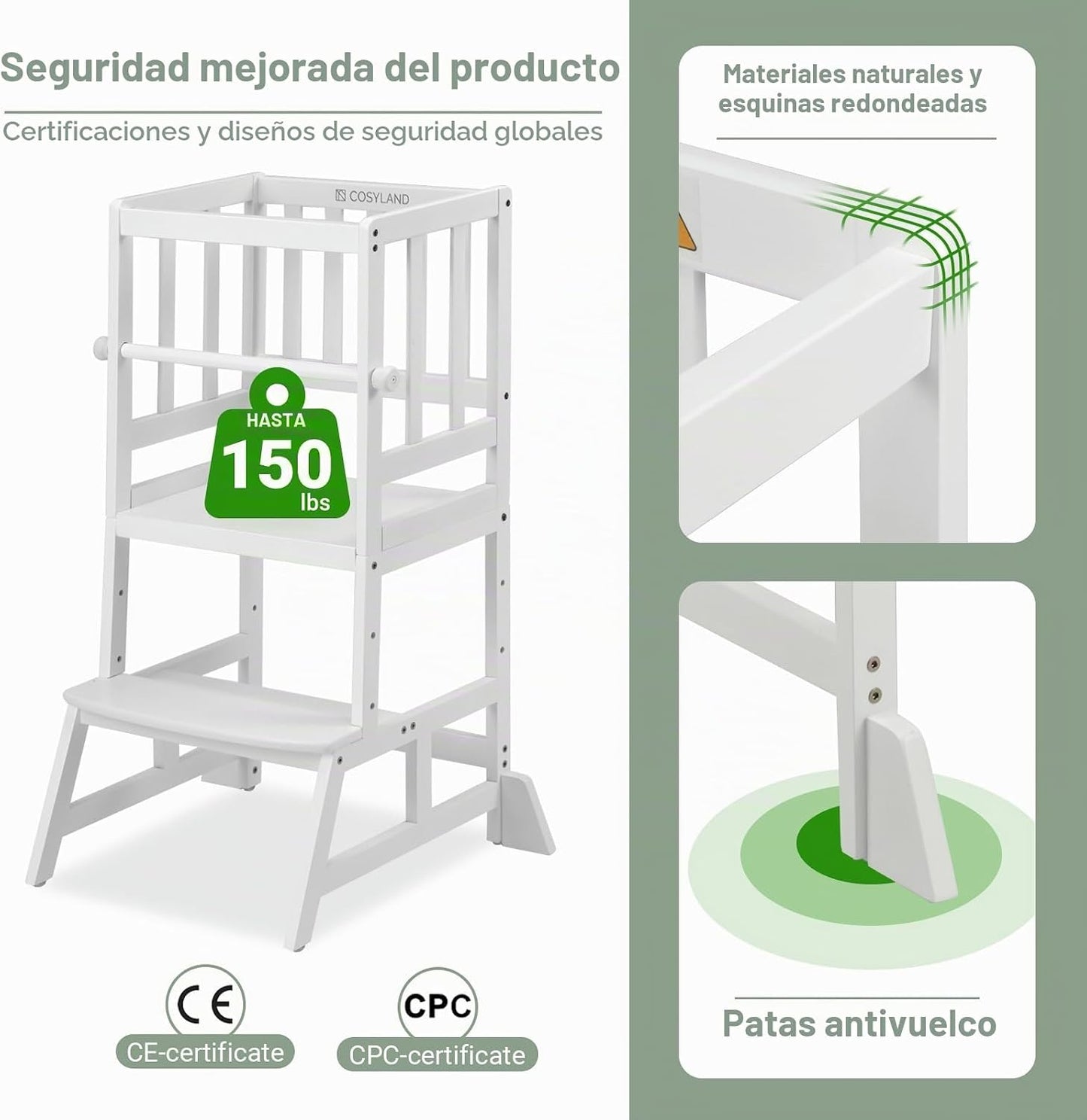COSYLAND Torre de pie para niños pequeños, taburete de cocina de al...