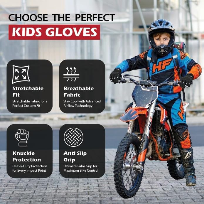 Hand Fellow Guantes de motocross para niños, guantes de ciclismo co...