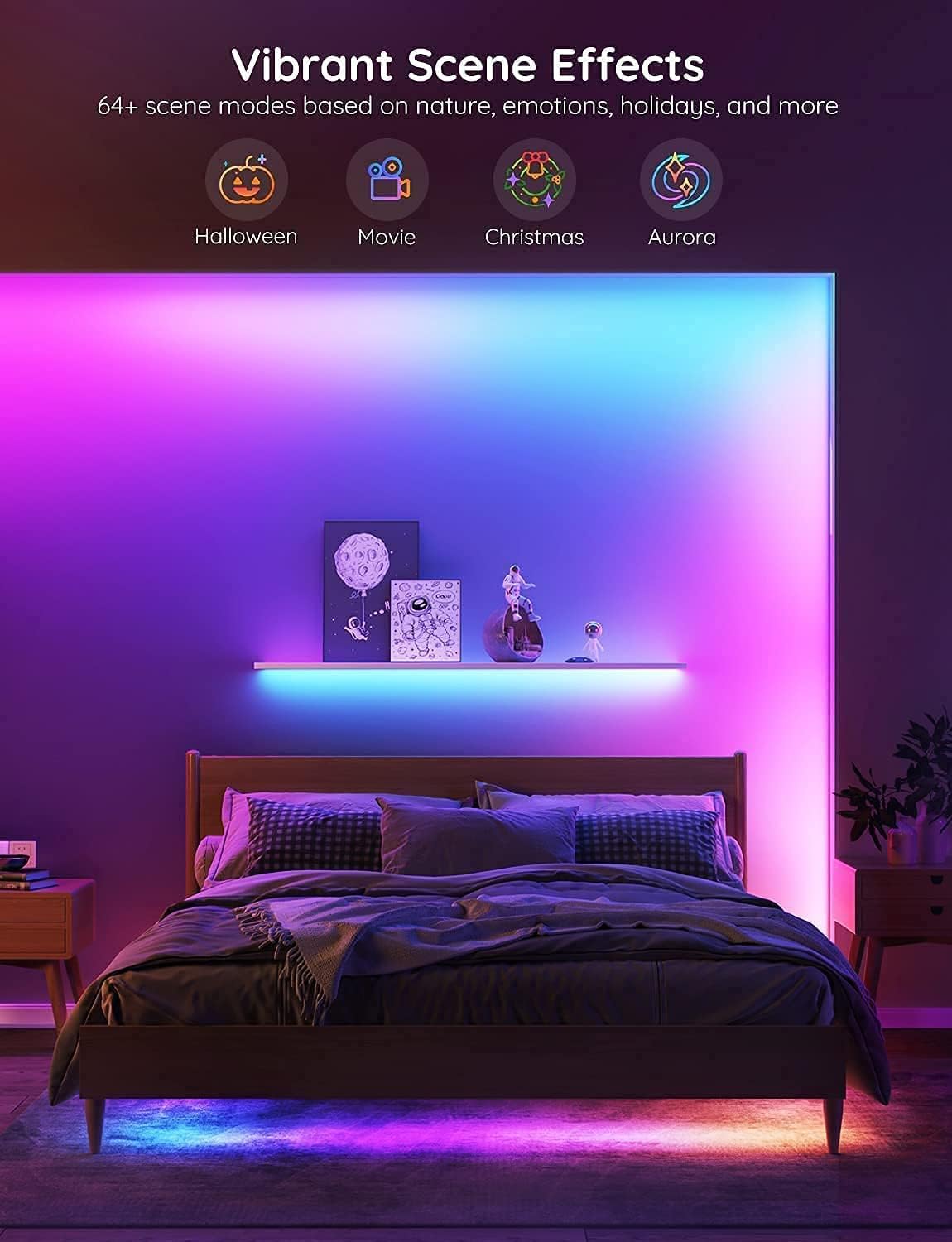 Govee Tira de luces LED RGBIC inteligentes de 65.6 pies, tira de lu...